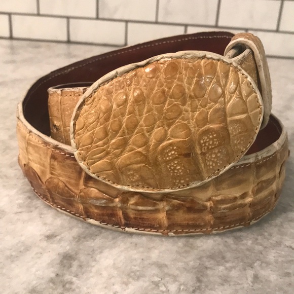 Ermitano Alligator Belt Mens 36 Tan Exotic Western Cowboy Rodeo - Picture 1 of 12